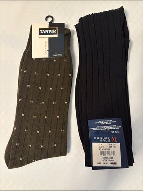 Men's Two-Pack Ribbed Socks - Black and Olive